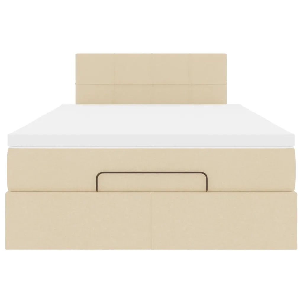 Struttura Letto Pouf con Materasso Crema 120x190 cm in Tessuto 3311447