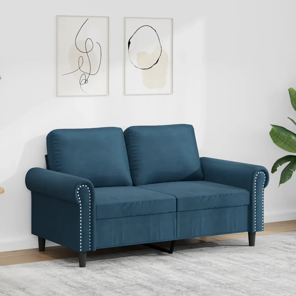 Divano a 2 Posti-Sofa 2 Posti Blu 120 cm in Velluto 448201