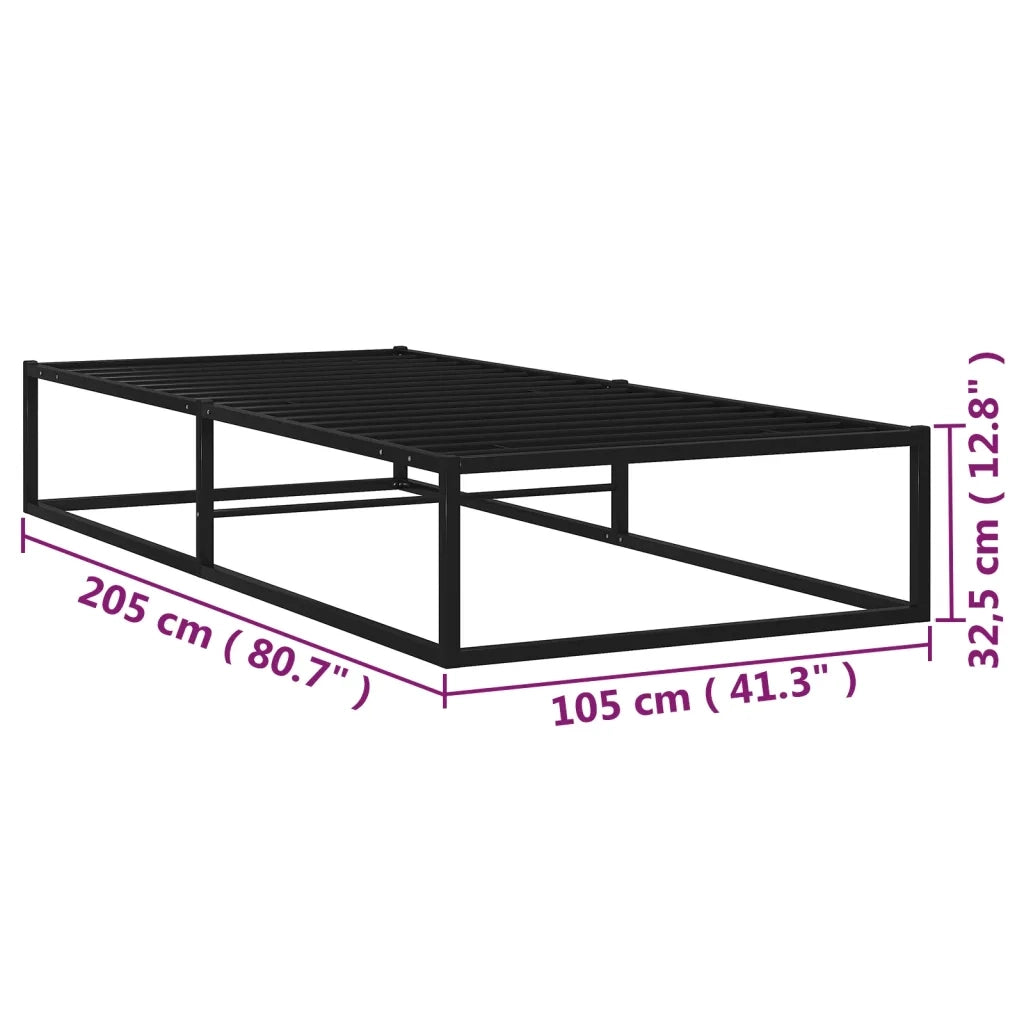 Letto singolo | Letto per adulti | Giroletto Nero in Metallo 100x200 cm