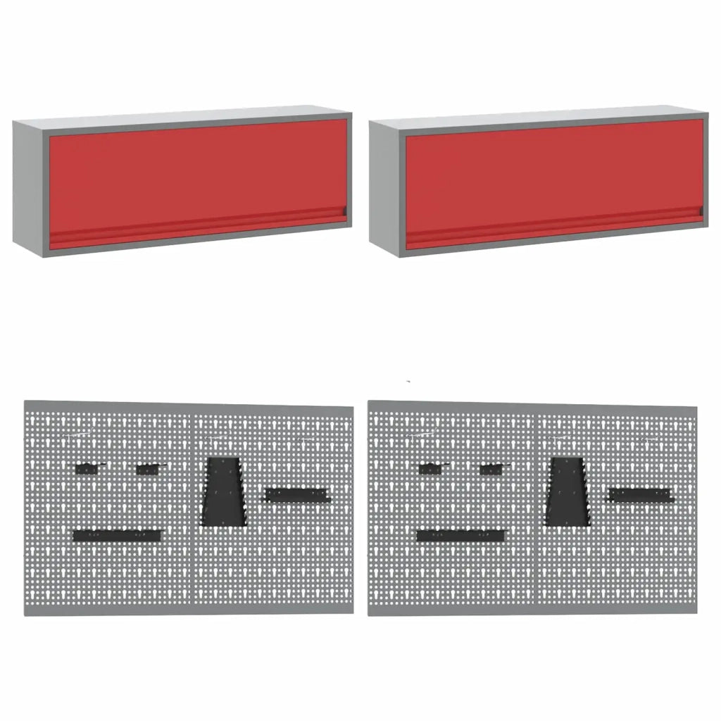 Set di mobili da lavoro con cassetto con blocco 10 pcs Rosso 3321493
