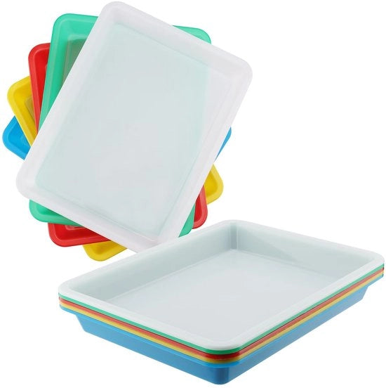 Panno di lavoro per attività 10 pezzi - Plastica - Rettilineo - Stivabile - Per progetti DIY - 28x21x3 cm - Facile da pulire - Panno di lavoro