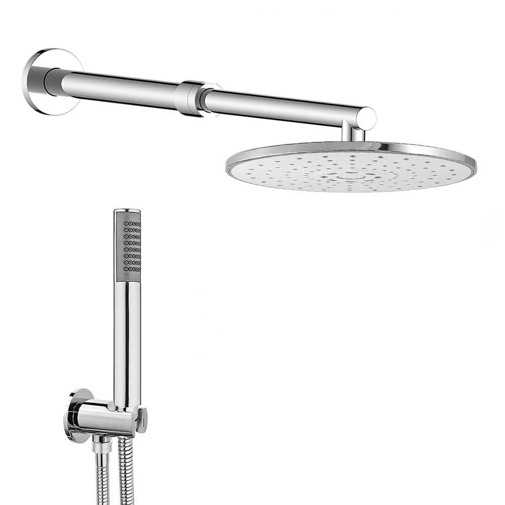 Set doccia con soffione in ABS braccio estendibile 35-50 cm in ottone cromo e kit doccino