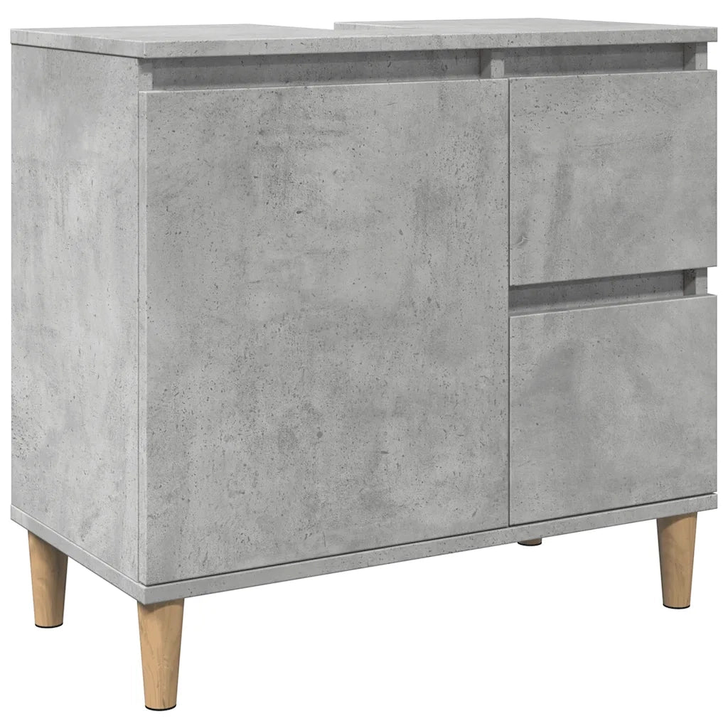 Set Mobili da Bagno 3 pz Grigio Cemento in Legno Multistrato 3324945
