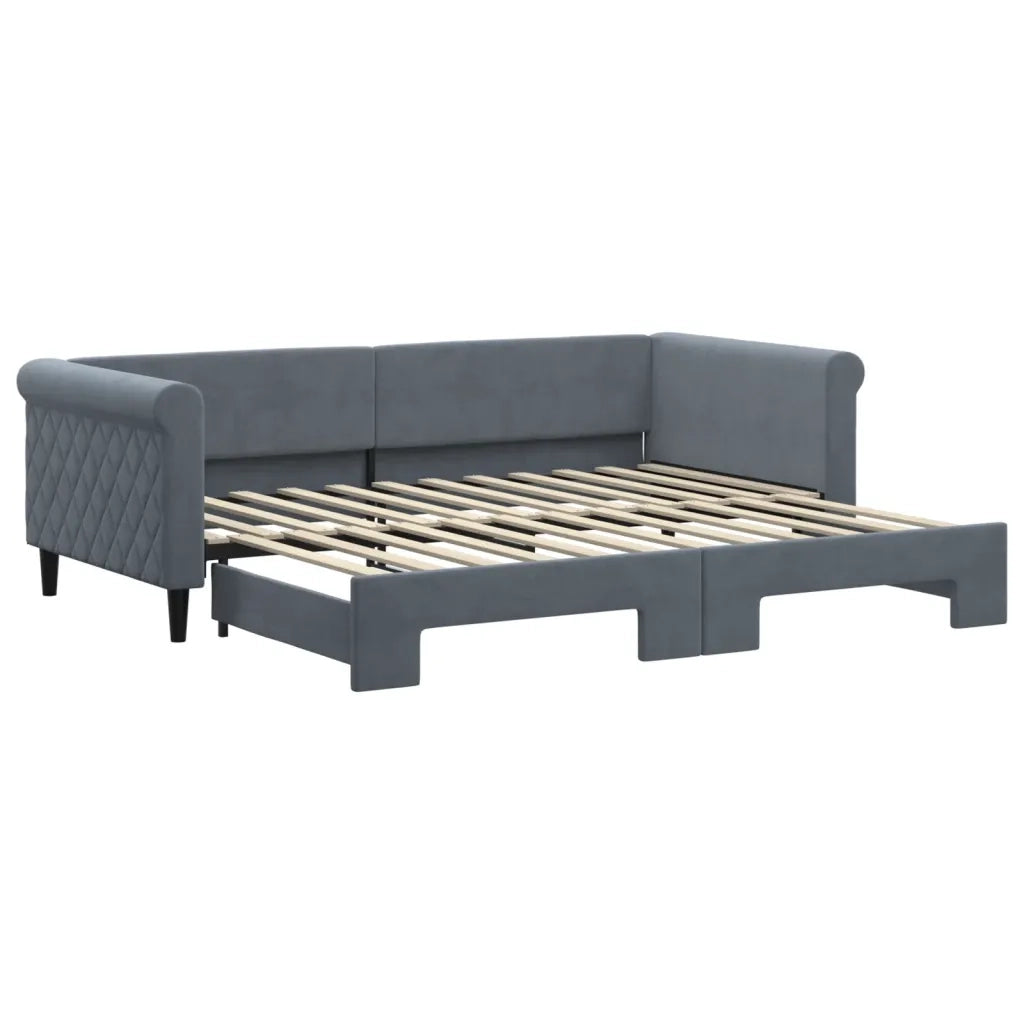 Divano letto | Sof¨¤ letto | Letto singolo Estraibile Grigio Scuro 90x200cm Velluto