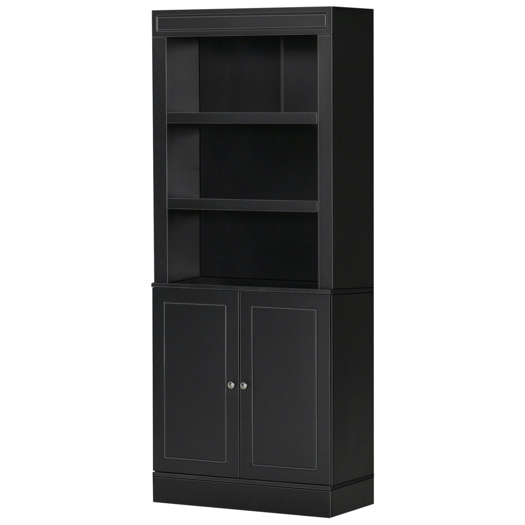 Credenza Cucina in Legno con Ripiani e Armadietto 2 Ante con Mensole Regolabili, per Salotto e Soggiorno, Nero