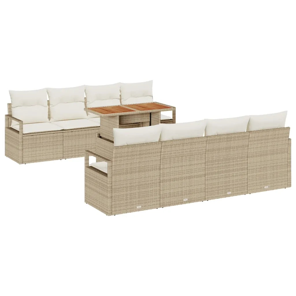 Set Divano da Giardino con cuscino 9 pcs Beige e Crema 3349686