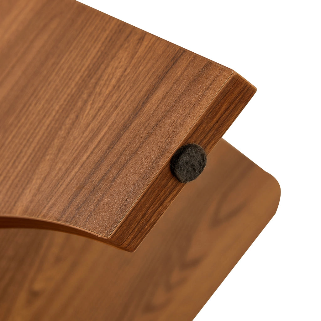 Tavolino quadrato in vetro di sicurezza 80 cm con struttura MDF effetto noce, portata 120 kg