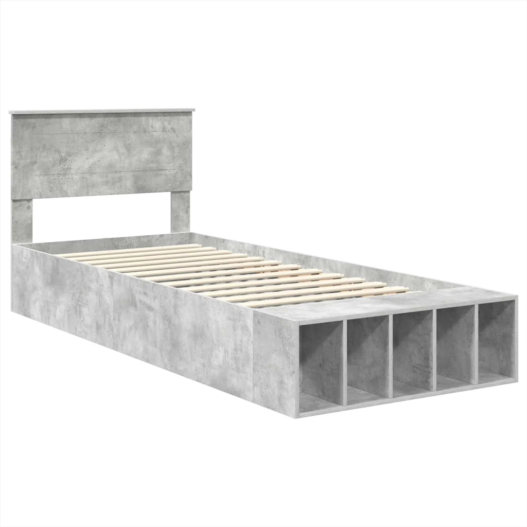 Struttura del letto con lo scaffale Grigio cemento 70 x 190 cm 3408420