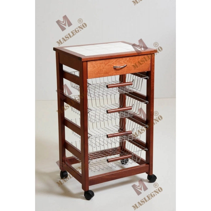 Carrello portafrutta Vesuvio con cassetto senza base - ciliegio