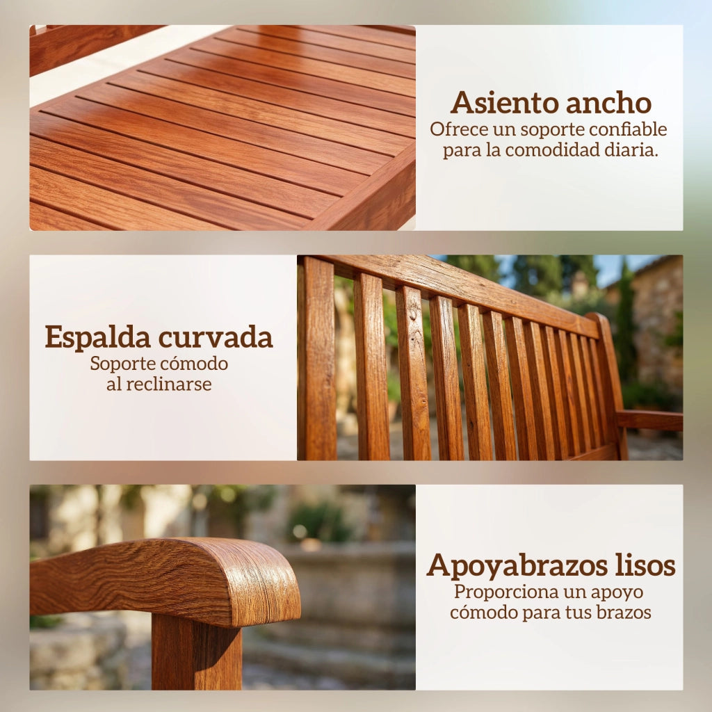Panchina da Giardino in Legno 2 Posti ¨C zephmum ¨C Marrone Chiaro 125x62x90 cm