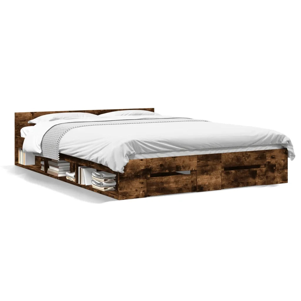 Giroletto con Cassetti Rovere Fumo 135x190 cm Legno Multistrato 3280773