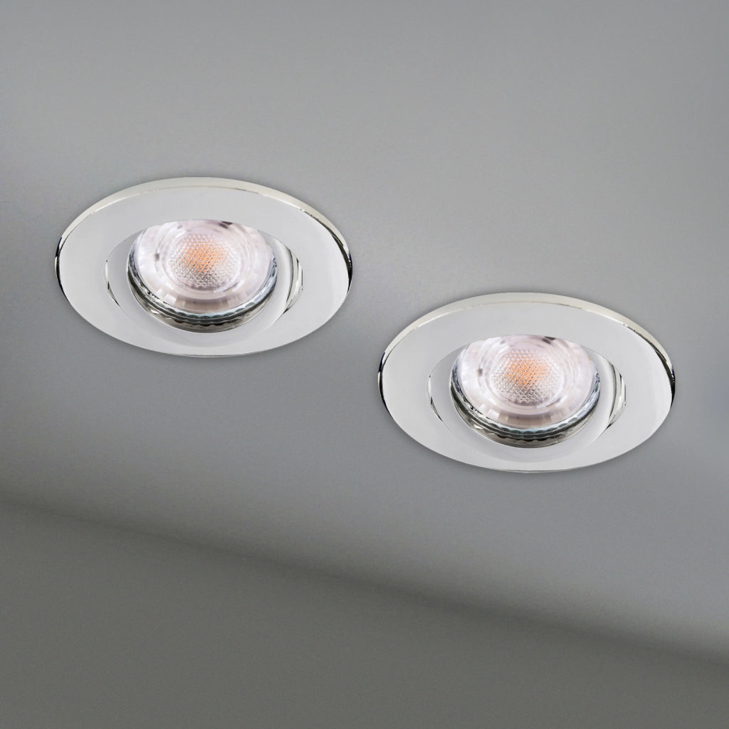 Faretto ad incasso portafaretto cromato lucido tondo foro 70mm moderno orientabile supporto lampade GU10 GU5.3 CROMATO