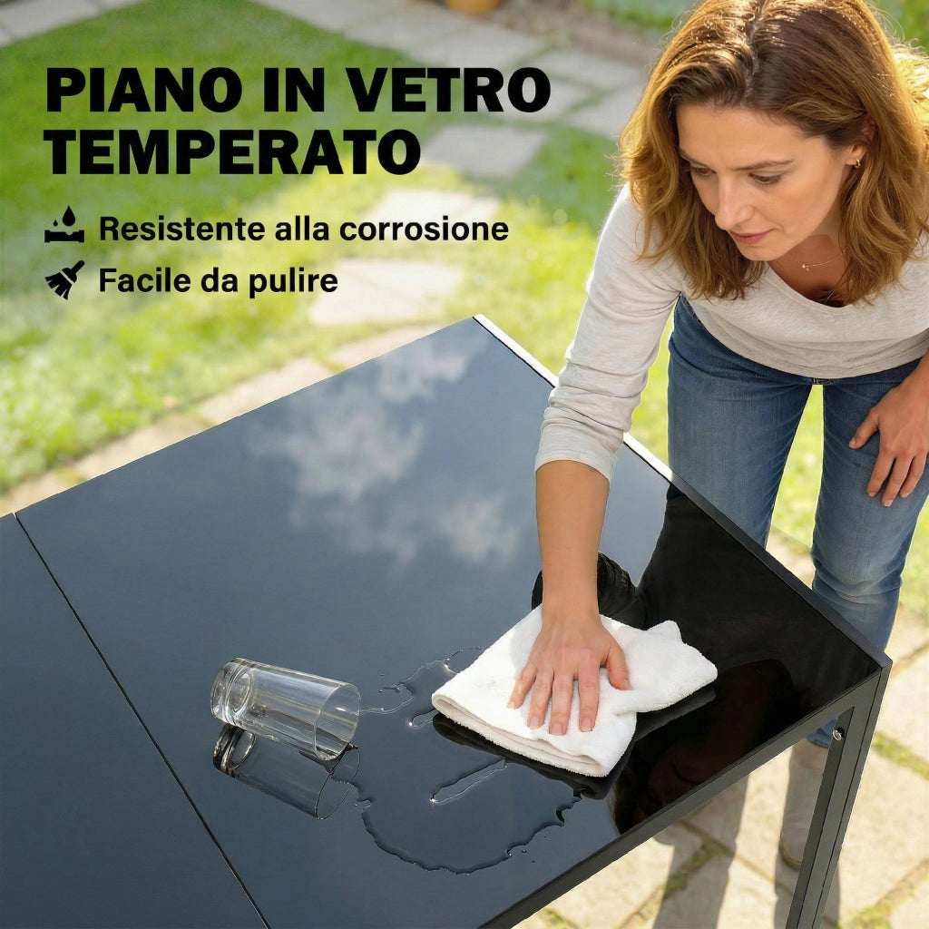 Set da Giardino 7 Pezzi Tavolo Sedie ¨C Minimal ¨C Nero