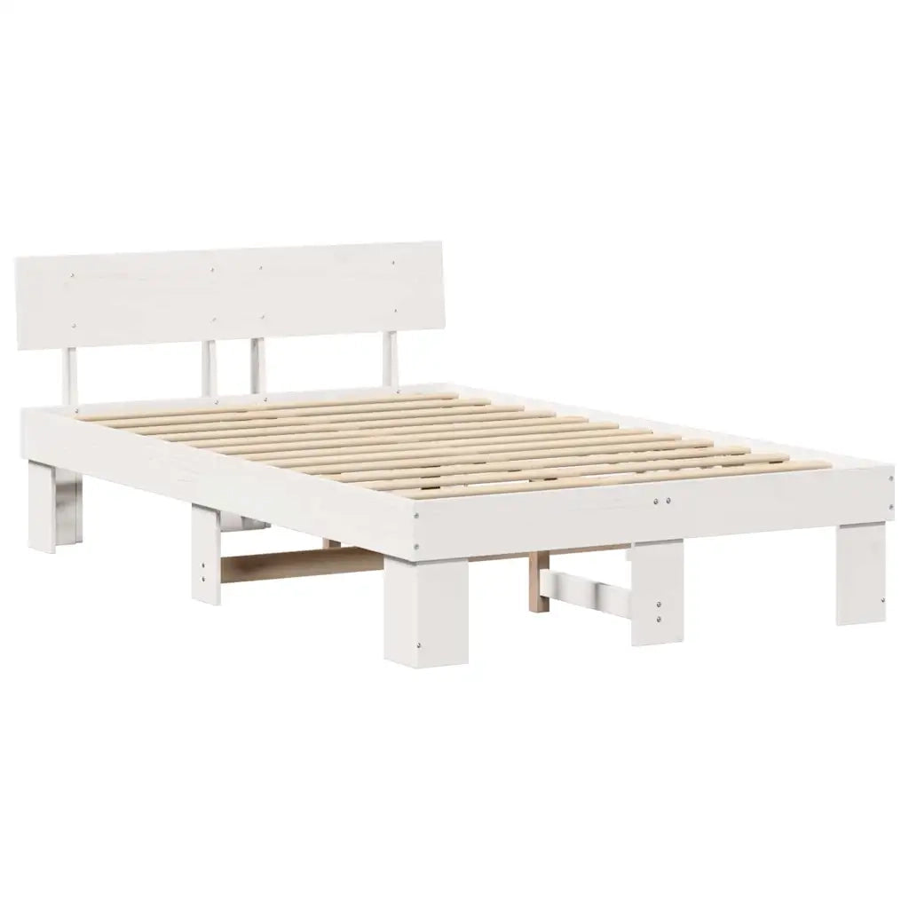 Letto matrimoniale | Letto per adulti | Struttura del letto Bianco 135 x 190 cm Pino massello