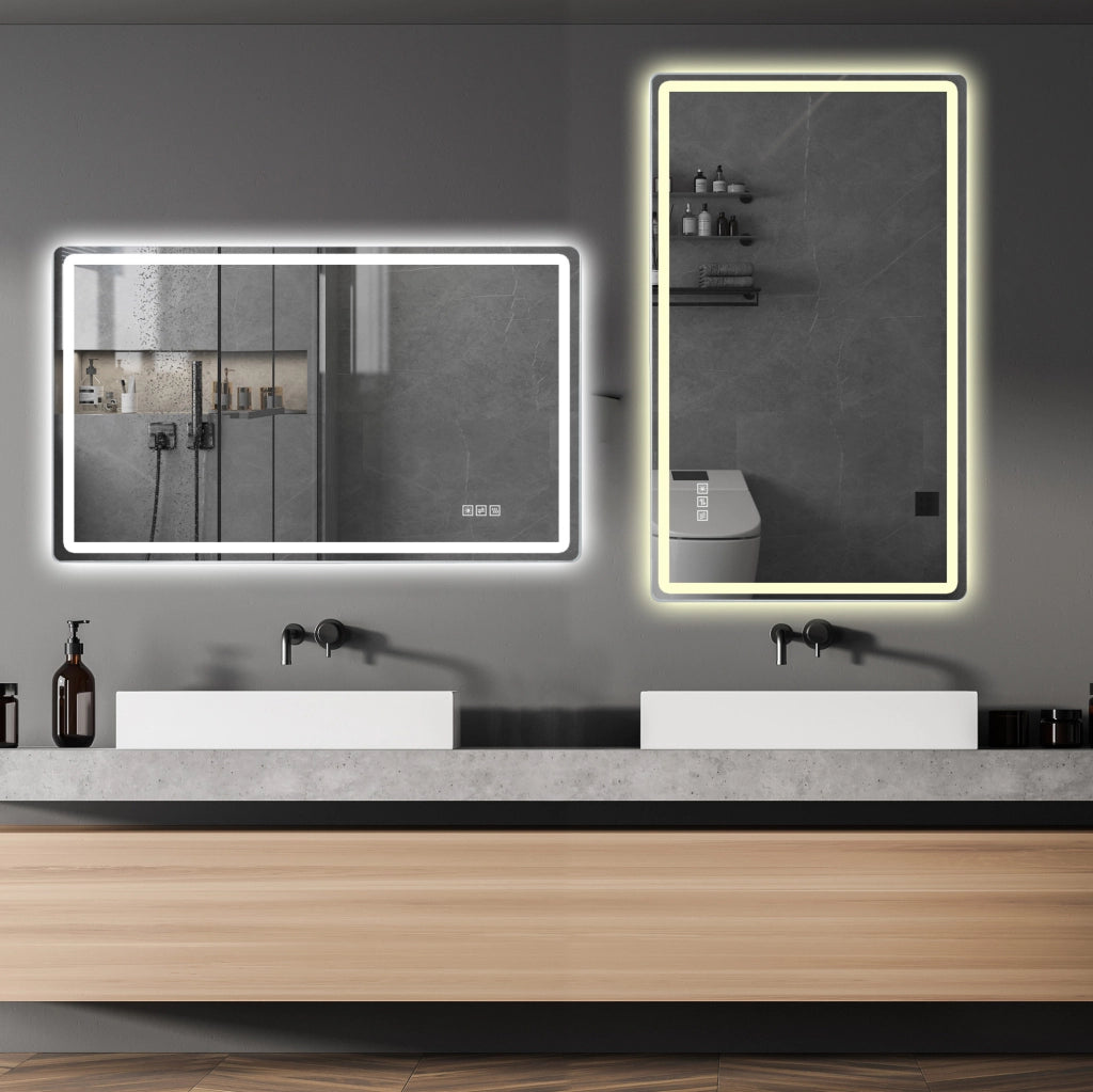 Specchio LED da bagno 60x100 cm; antiappannamento; dimmerabile; argento