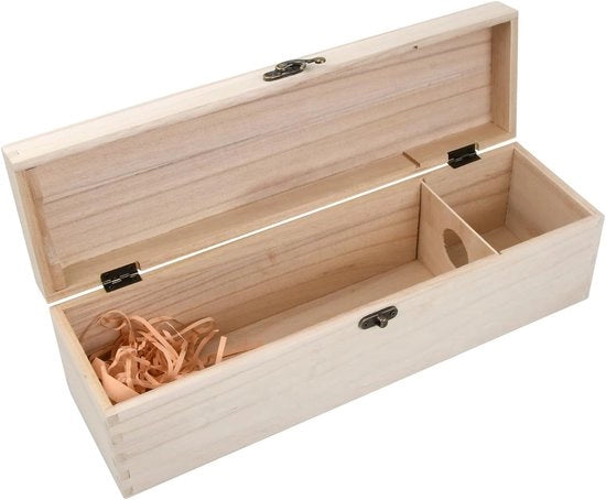 Scatola di legno per vino - contenitore di archiviazione per vino - 1 pezzo - naturale - 35 x 9,8 x 10 cm
