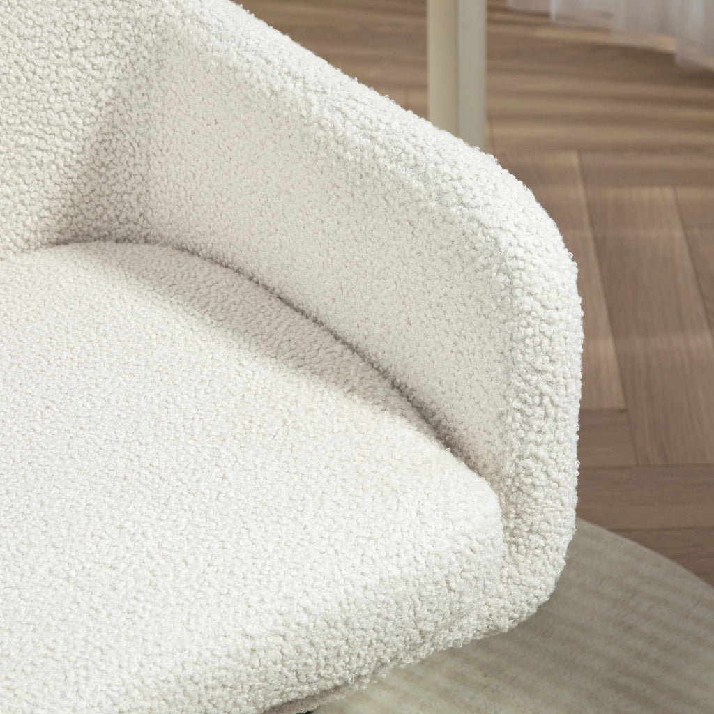 Sedia da Ufficio Girevole con Rotelle ¨C Xylo ¨C Velluto Crema Bianco Base Metallo Regolabile