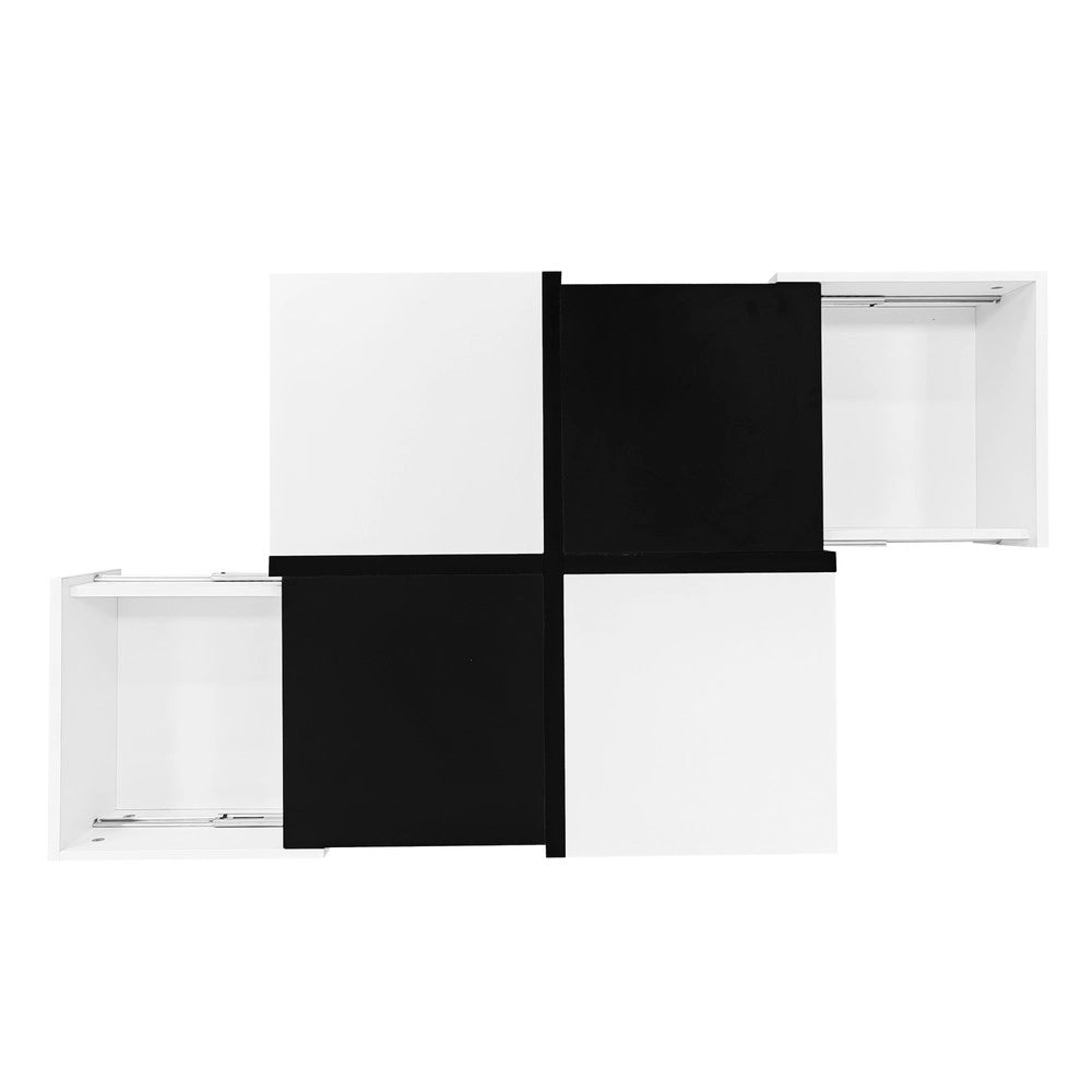 Tavolino da Caff¨¨ Quadrato con 2 Cassetti ¨C MINIMAL ¨C Nero/Bianco Lucido, 70x70x35,5 cm