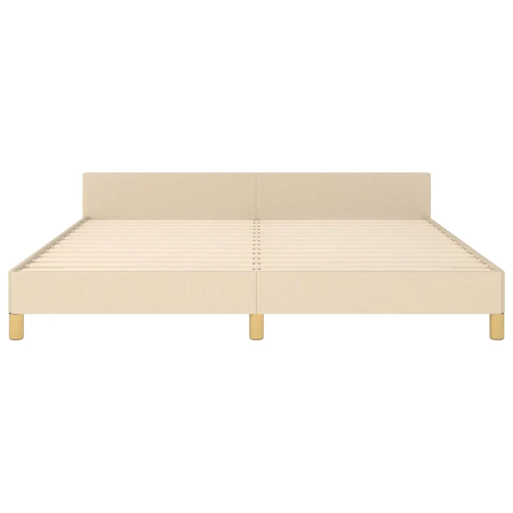 Letto matrimoniale | Letto per adulti | Giroletto con Testiera Crema 180x200 cm in Tessuto