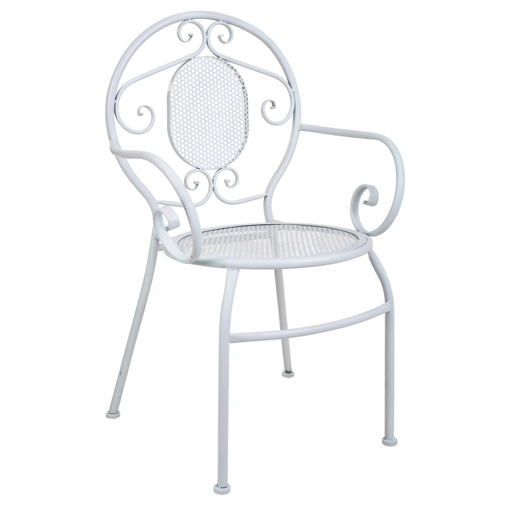 Poltrona in ferro battuto bianco 58x54x88h