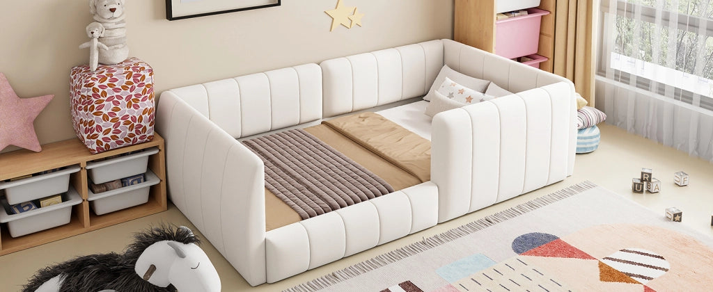 letto a piattaforma imbottito mdf beige 90 x 200 cm