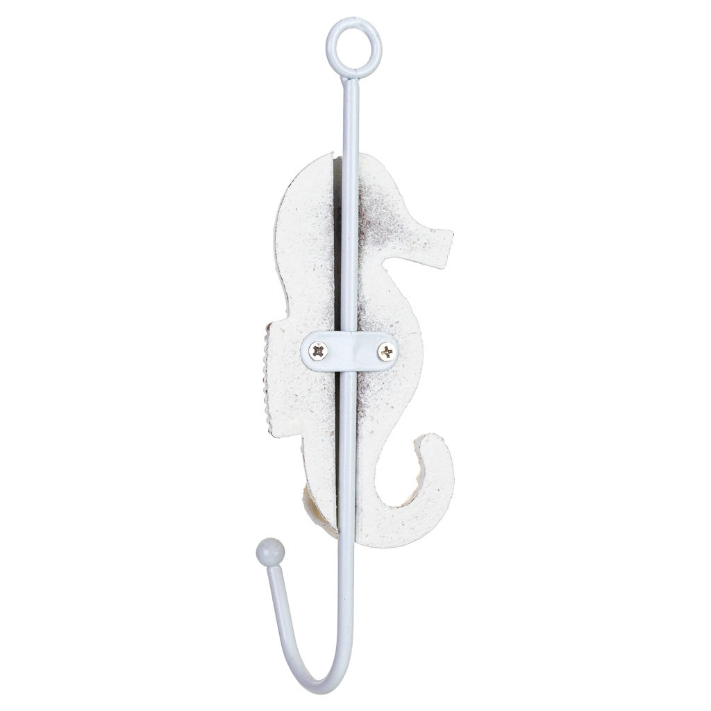 Percha de pared caballito de mar de madera blanco 5x4x17h cm