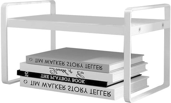 Scaffale multifunzionale per ufficio - Ripostiglio da tavolo - Design caldo bianco - Mobile per archiviazione - Costruzione in legno e metallo - Dimensioni compatte 30x20x18cm - Libreria multifunzionale