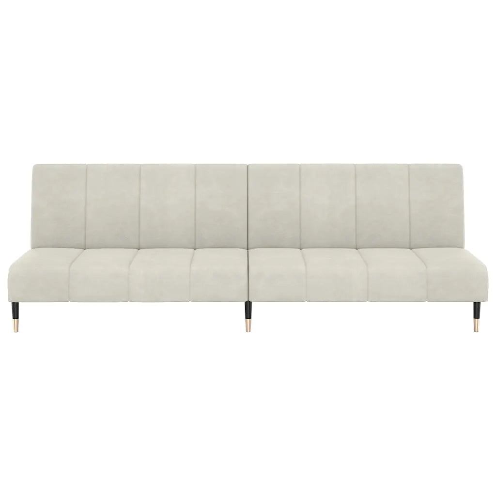 Divano Letto a 2 Posti Crema in Velluto 375883