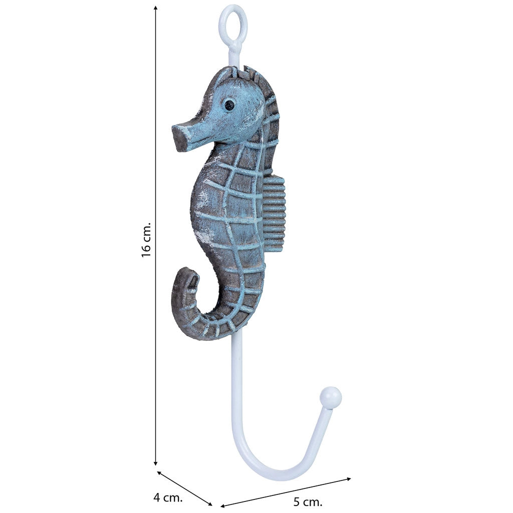 Percha de pared de madera azul y gris 5x4x16h cm