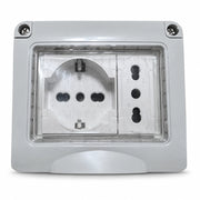 Cassetta Elettrica IP55 con Presa Schuko e Presa Bipasso