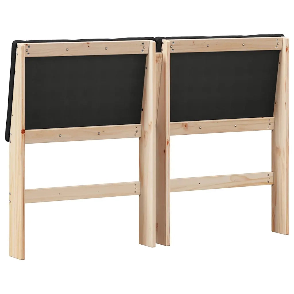 Testiera imbottita-Testiera con Cuscini-Testata Nero 140 cm Pino massello 873557