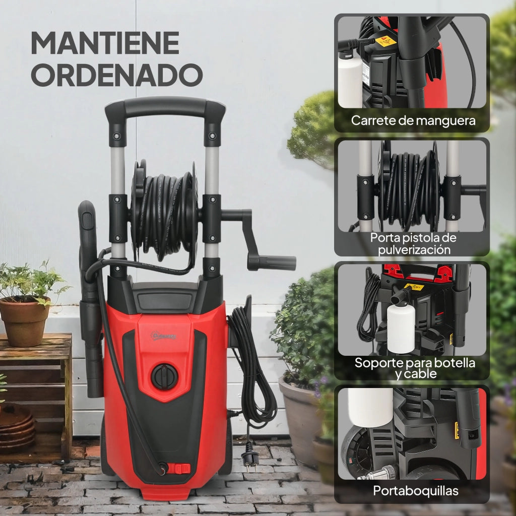Pulitrice ad Alta Pressione 1800W con Accessori ¨C zephmum ¨C 30x27.5x76 cm Rosso Nero