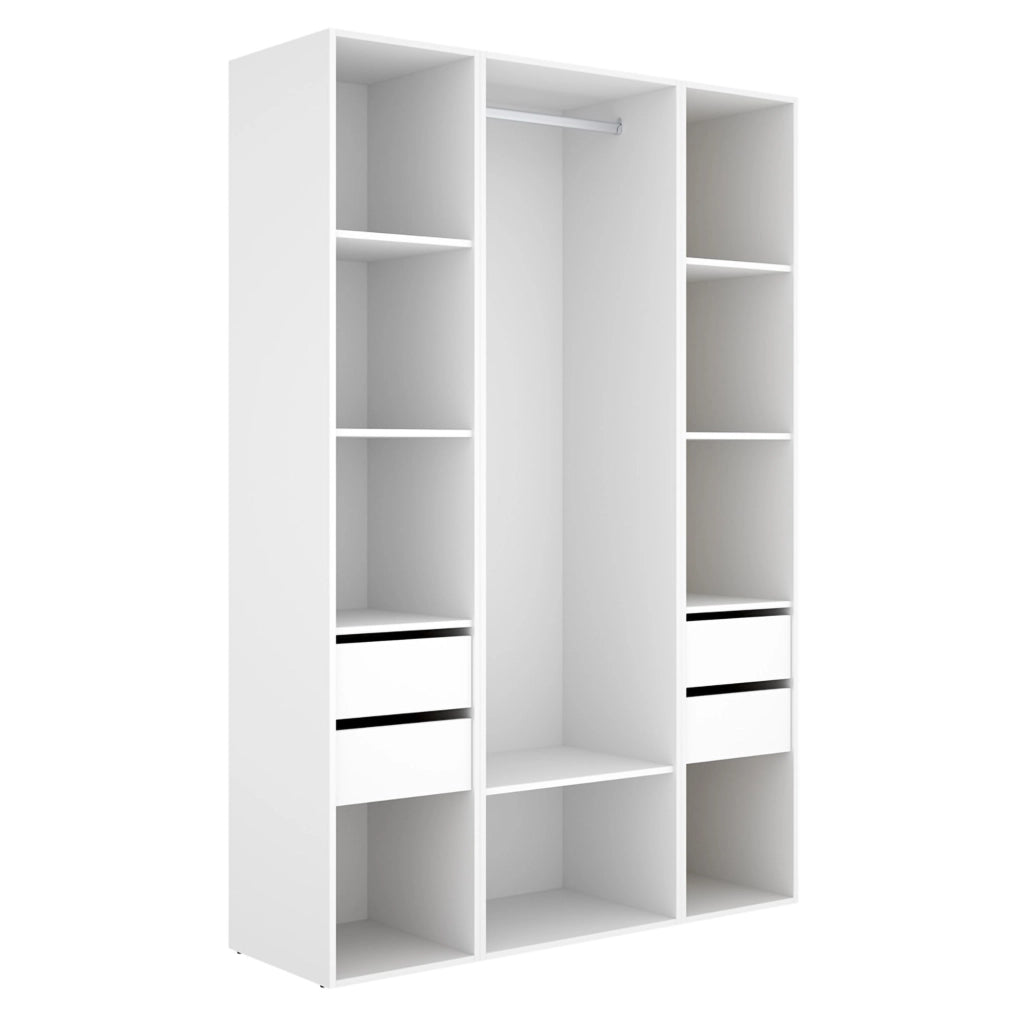 Armadio Camera da Letto Bellwood, Guardaroba Grande 7 Ripiani, 45x205h cm Bianco