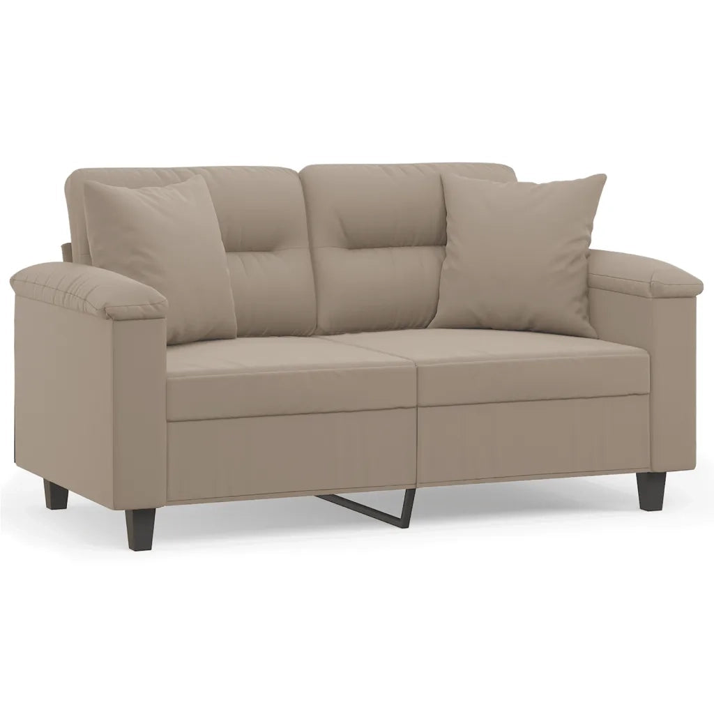 Divano a 2 Posti con Cuscini-Sofa 2 Posti con Cuscini Tortora 120 cm Tessuto Microfibra
