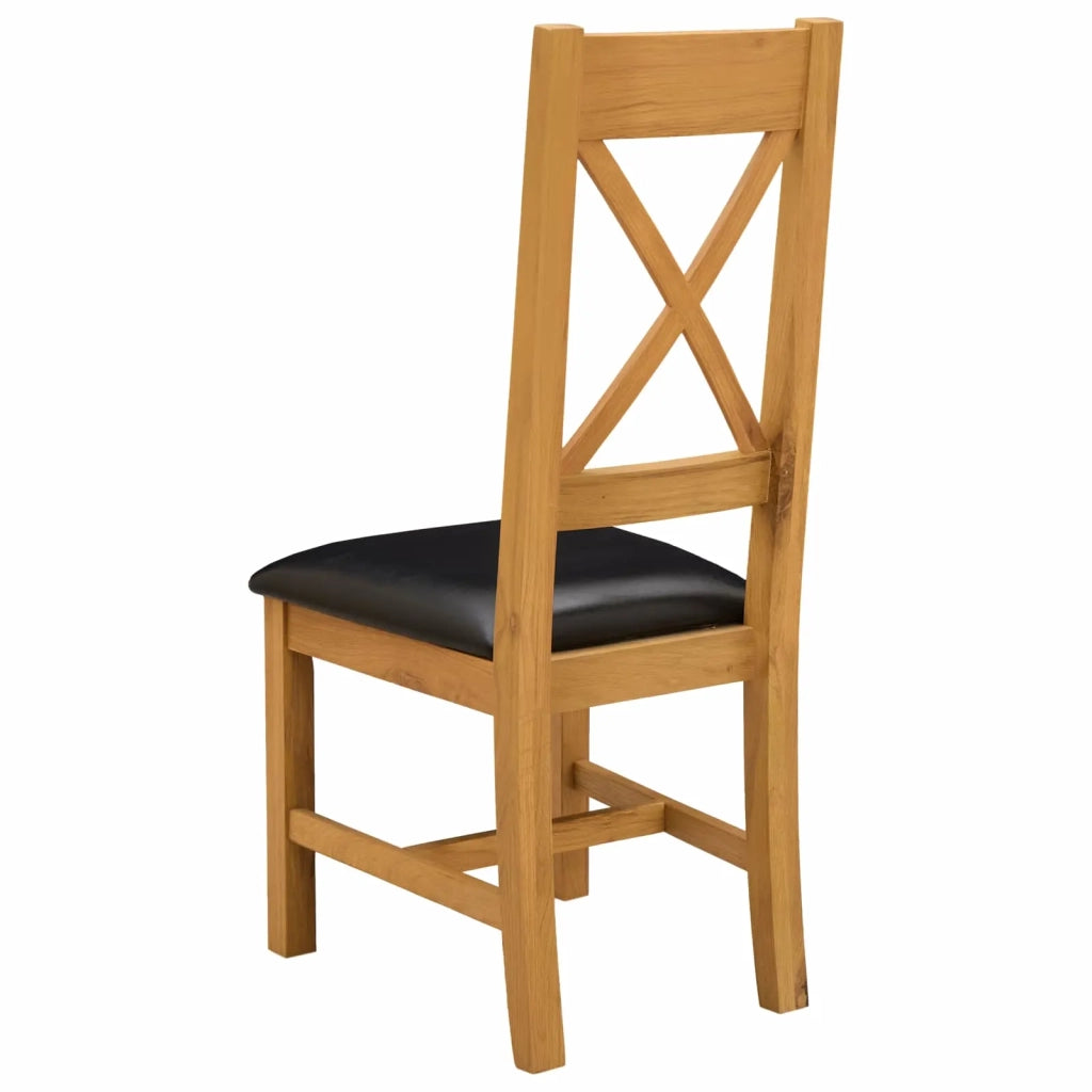 Sedia da pranzo 2 pz Legno di Quercia Massello Nero 42039169