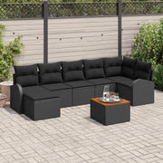 Set Divano da Giardino con archiviazione 8 pcs Nero polyrattan 3356280
