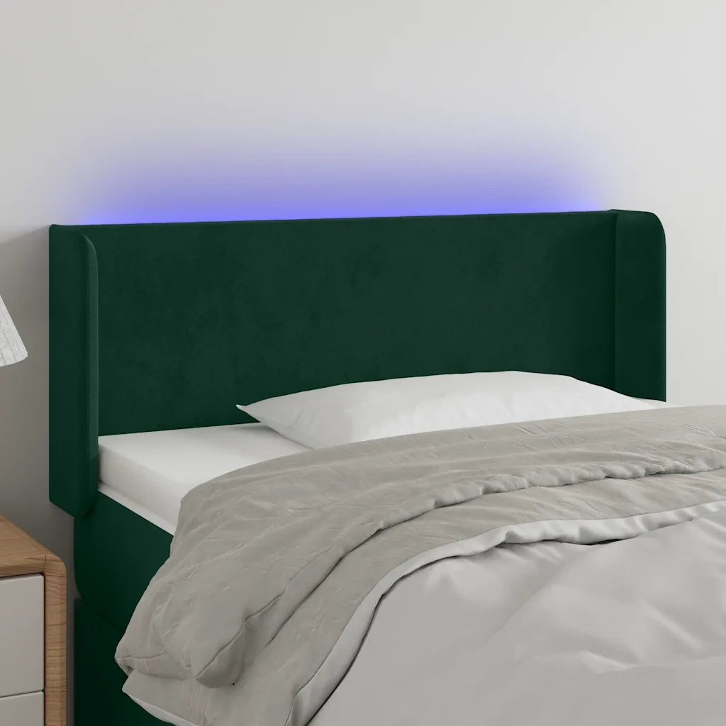 Testiera a LED-Testata con LED Verde Scuro 103x16x78/88 cm in Velluto 543653