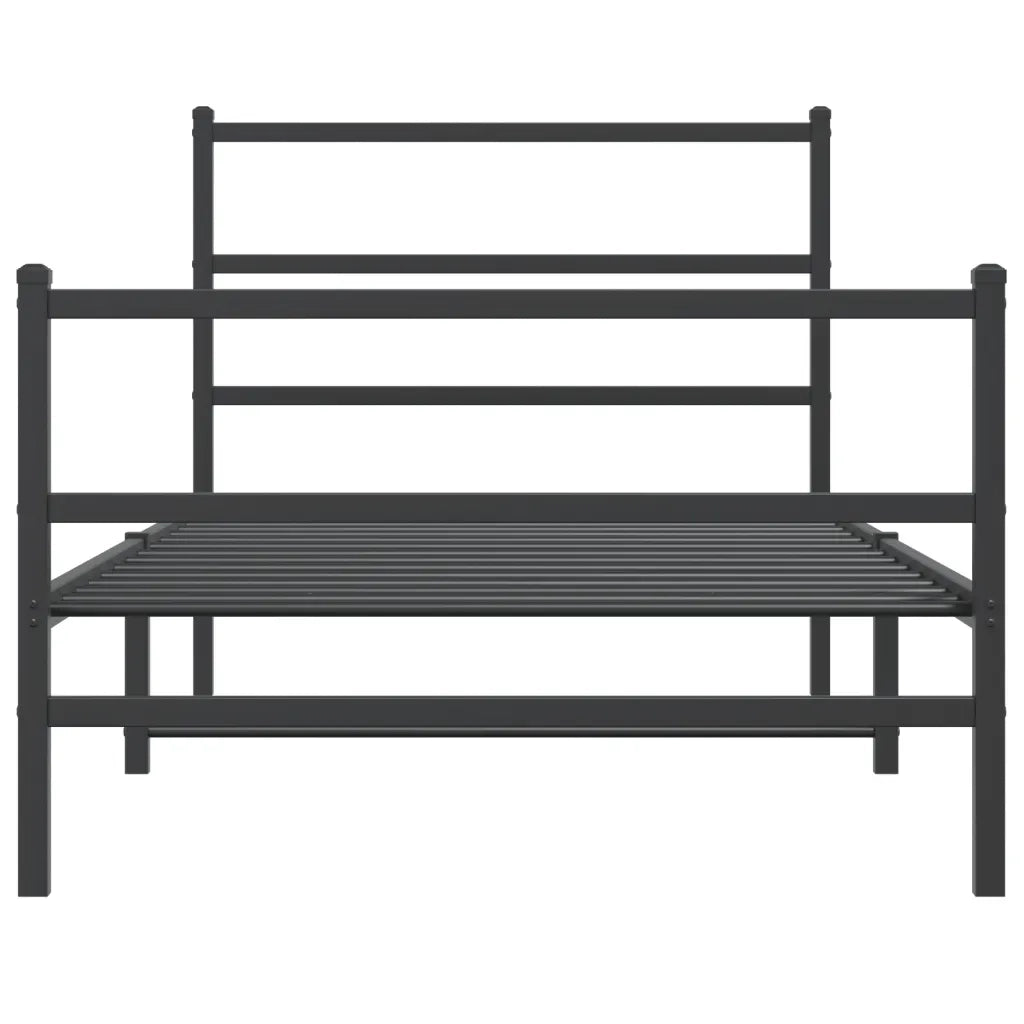 Giroletto con Testiera e Pediera Metallo Nero 100x200 cm 355378