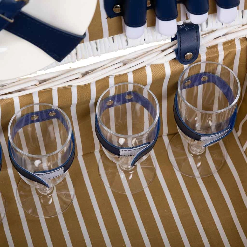 Cesto picnic bianco e blu 40x28x19