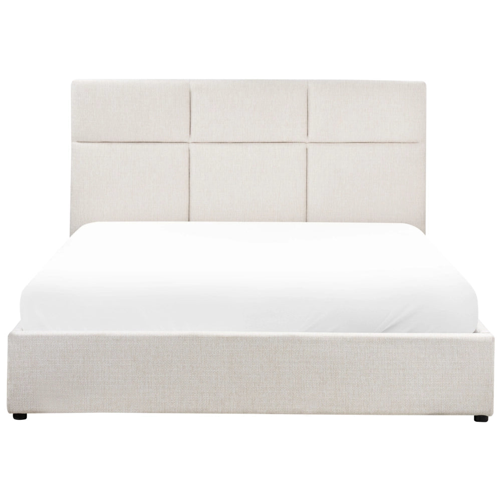 Letto ottomano Bianco Sporco Poliestere Rivestito 160 x 200 cm con Storage e Testata Mobili da Camera da Letto