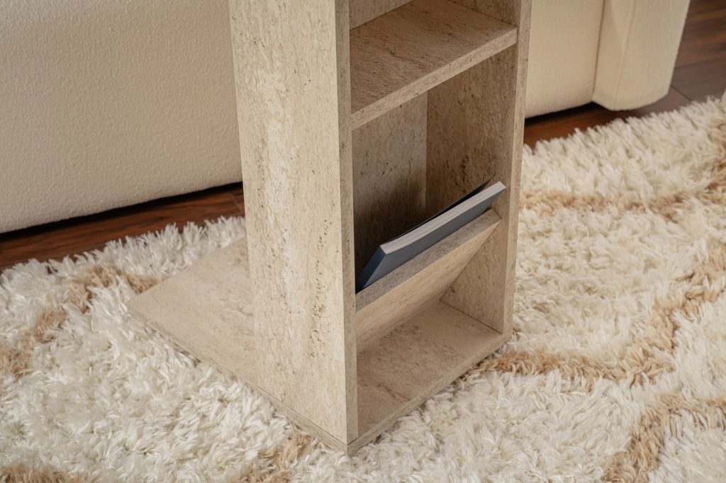 Tavolino in legno "Filinta" - 30 x 40 x 63 cm - Travertino