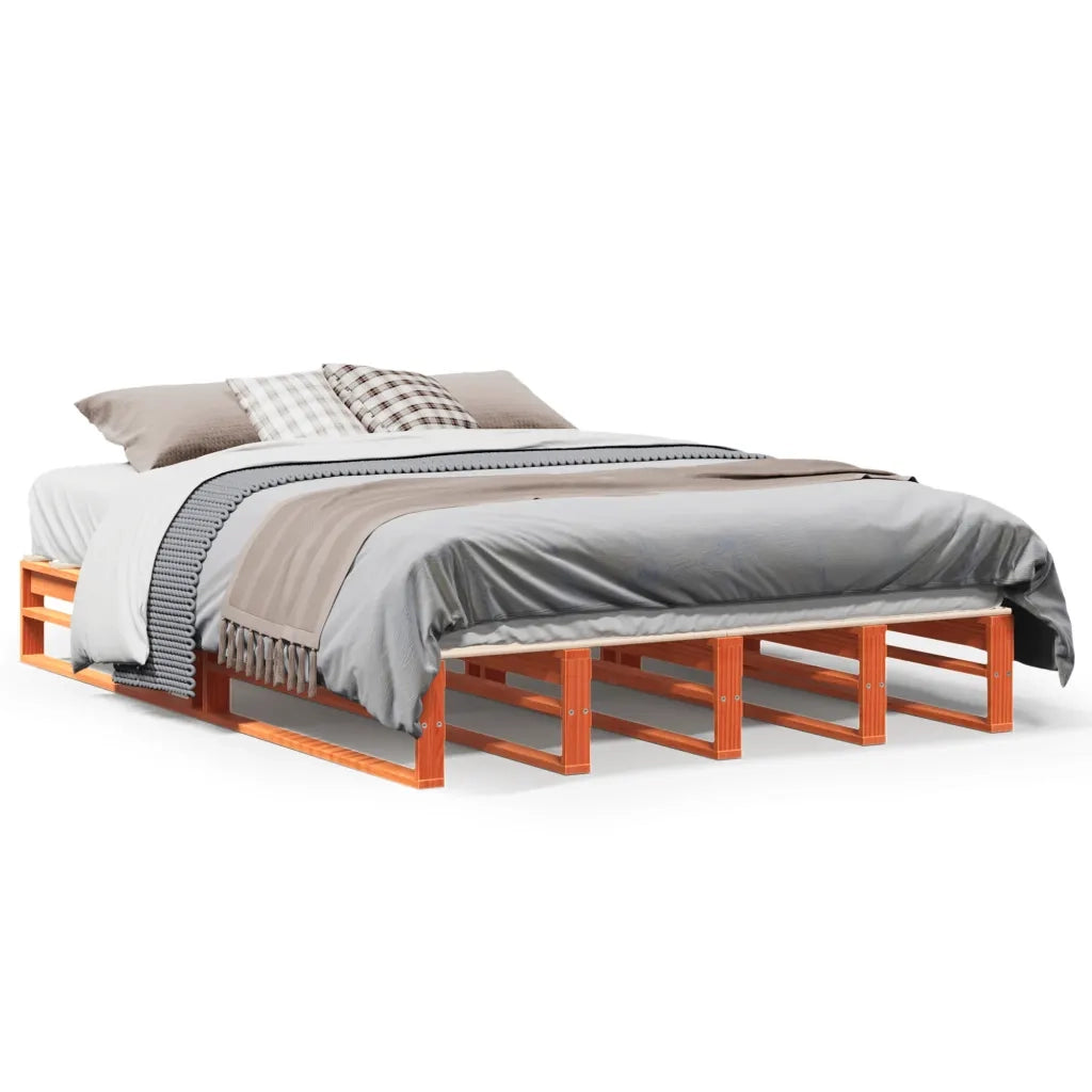 Giroletto senza Materasso-Struttura Letto Marrone Cera 140x200cm Massello Pino 223670