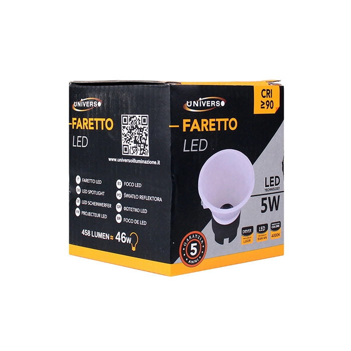 FARETTO LED DA INCASSO 5W ALTA LUMINOSITA' DESIGN MODERNO TONDO IN ALLUMINIO BIANCO - ILLUMINAZIONE EFFICIENTE PER CARTONGESSO