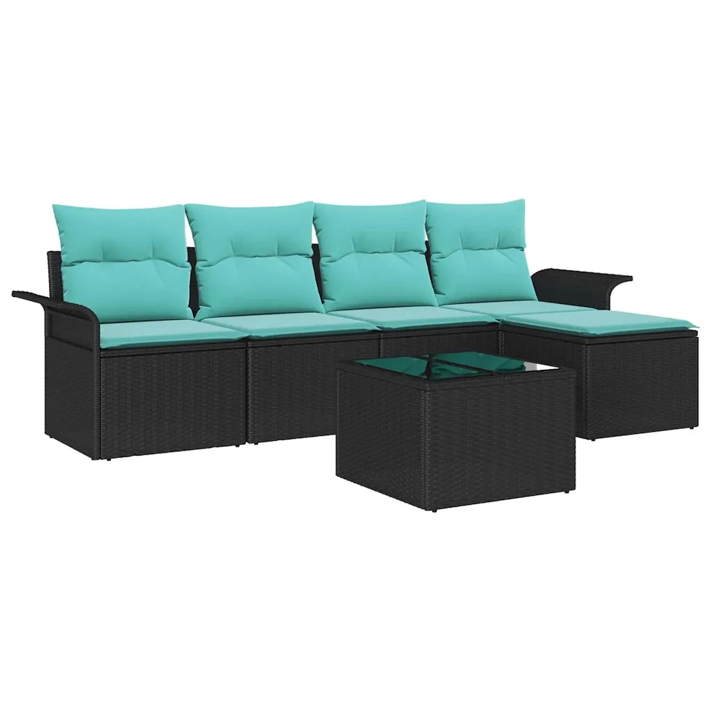 Set Divano da Giardino con cuscino 6 pcs Nero polyrattan 3345336