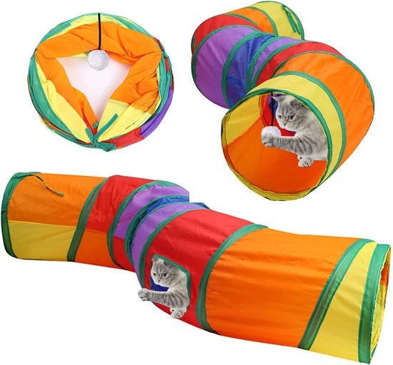 Giocattolo interattivo per gatti - Tunnelli per gatti pieghevoli - Tunnel a doppia entrata per gatti - Giocattoli per gatti - Tunnel per gatti per interni ed esterni