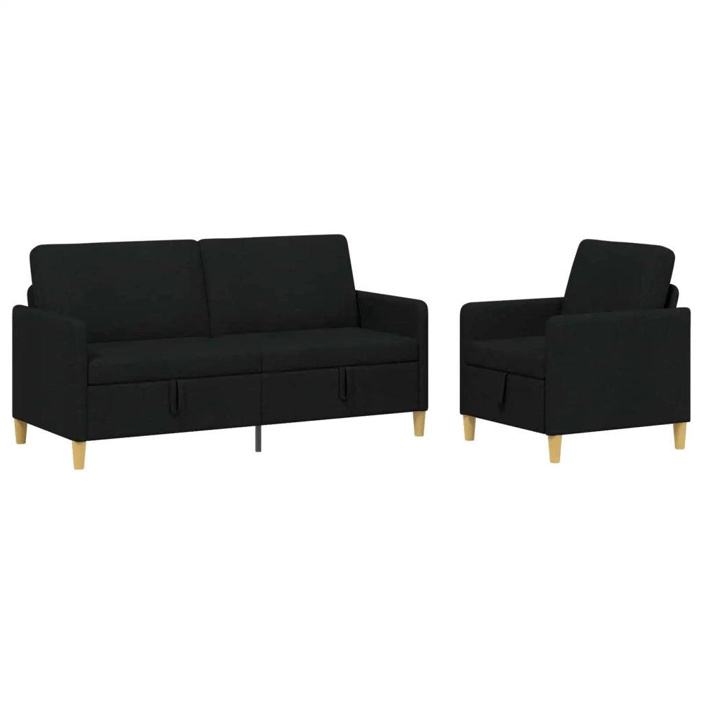 Set di Divani con Storage 2 pz Nero Poliestere 3429206