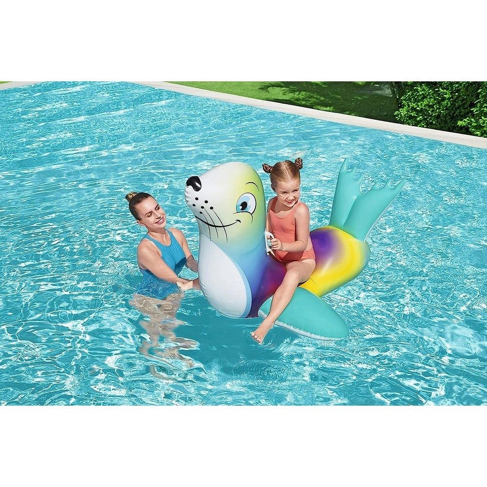 Trade Shop - Cavalcabile Gonfiabile A Forma Di Foca Allegra Bambini 157x114cm Maniglie 41479 -
