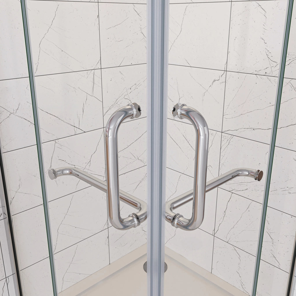 120x120x190 cm Box Doccia Angolare Porte Battenti in Vetro 8 mm Temperato Trasparente Anticalcare Ante con Barre Stabilizzatrici