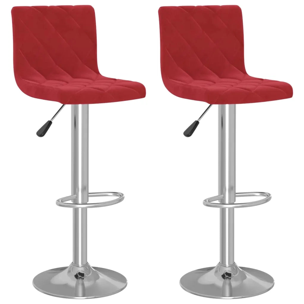 Sgabelli da Bar 2 pz Rosso Vino in Velluto 333693