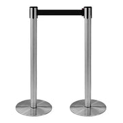 Coppia Colonnine Segnapercorso acciaio Base FLAT nastro 3 M - Nero